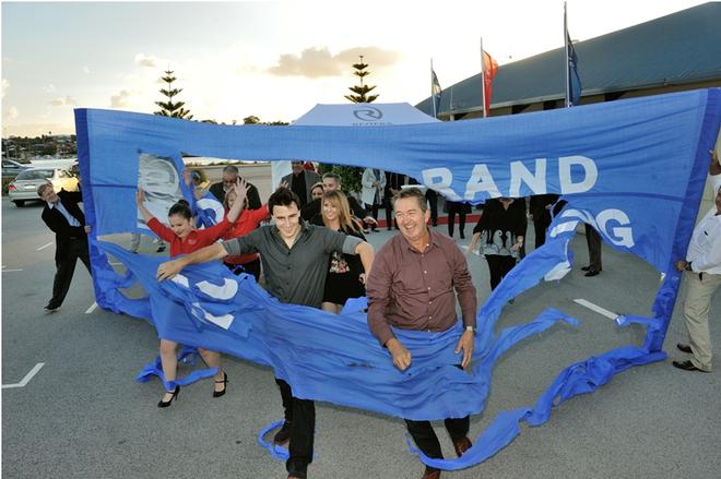 More than 100 Riviera owners including Clint Jakovich (right) celebrated the official opening of R Marine Mandurah © Riviera Brandcom